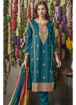 Georgette Blue Festival Wear Embroidery Work Pakistani Suit